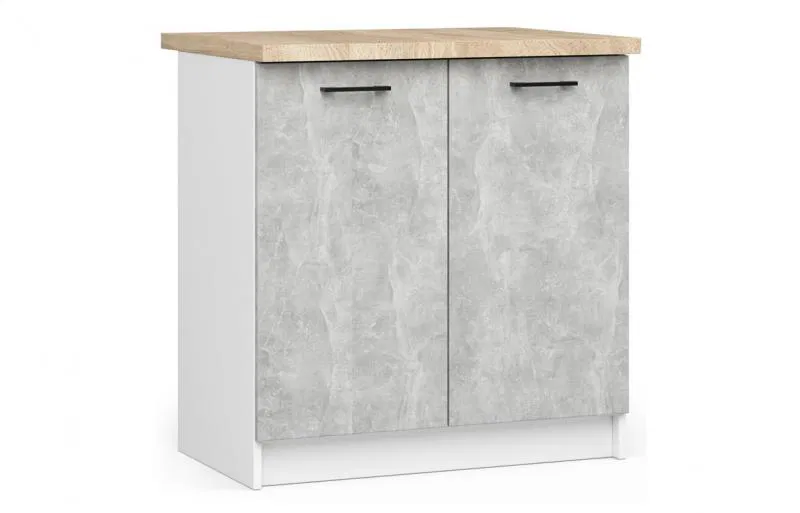 Kuchyňská skříňka OLIVIA – 80 cm | Bílá / Beton / Dub Sonoma