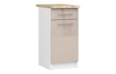 Kuchyňská skříňka OLIVIA lesklá se zásuvkou – 40 cm | Bílá / Cappuccino / Dub Sonoma