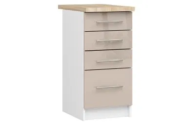 Kuchyňská skříňka OLIVIA se 4 zásuvkami – 40 cm | Bílá / Cappuccino / Dub Sonoma