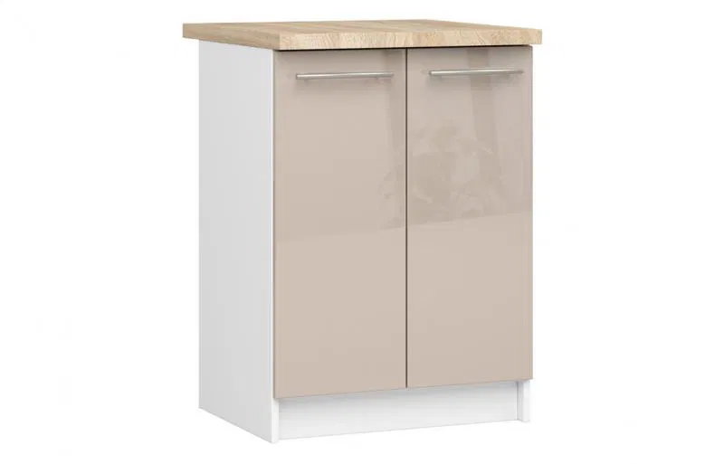 Kuchyňská skřínka OLIVIA lesklá – 60 cm | Bílá / Cappuccino / Dub Sonoma