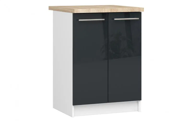 Kuchyňská skříňka OLIVIA lesklá – 60 cm | Bílá / Grafit / Dub Sonoma