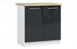 Kuchyňská skříňka OLIVIA lesklá – 80 cm | Bílá / Grafit / Dub Sonoma