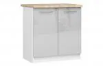 Kuchyňská skříňka OLIVIA – 80 cm | Bílá / Metalický lesk / Dub Sonoma