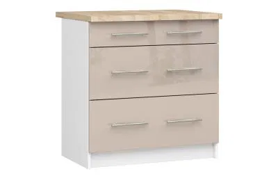 Kuchyňská skříňka OLIVIA se zásuvkami lesklá – 80 cm | Bílá / Cappuccino / Dub Sonoma
