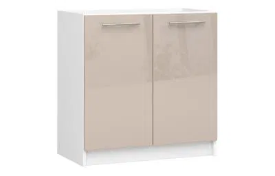 Kuchyňská skříňka pod dřez lesklá OLIVIA – 80cm | Bílá / Cappuccino