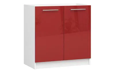 Kuchyňská skříňka pod dřez lesklá OLIVIA – 80cm | Bílá / Červená