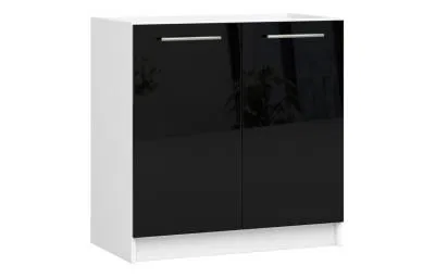 Kuchyňská skříňka pod dřez lesklá OLIVIA – 80cm | Bílá / Černá