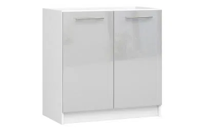 Kuchyňská skříňka pod dřez OLIVIA – 80cm | Bílá / Metalický lesk