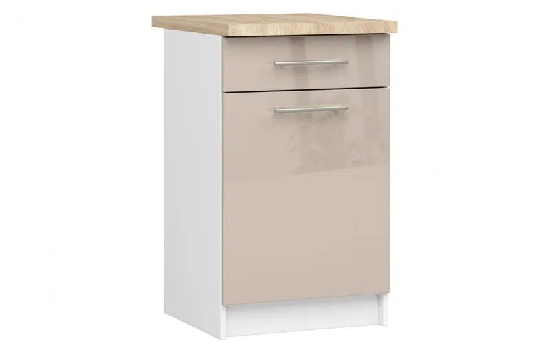 Kuchyňská skříňka OLIVIA, 1 zásuvka – 50 cm | Bílá / Cappuccino / Dub Sonoma