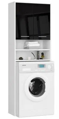 Koupelnová skříňka nad pračku FIN - bílá / černá lesklá 180x64cm