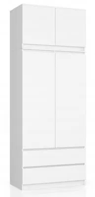 Šatní skříň s otočnými dveřmi a nástavcem 90cm bílá