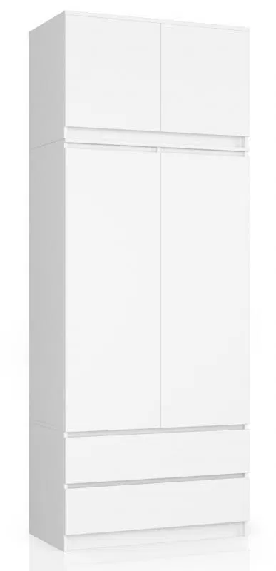 Šatní skříň s otočnými dveřmi a nástavcem 90cm bílá