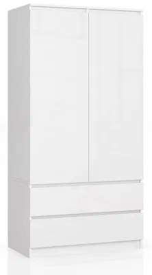 Šatní skříň s otočnými dvěrmi 90cm bílá lesklá