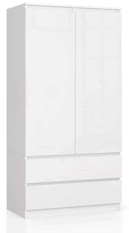 Šatní skříň s otočnými dvěrmi 90cm bílá lesklá