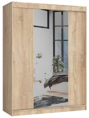 Šatní skříň s posuvnými dveřmi a zrcadlem 150cm dub sonoma