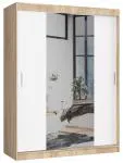 Šatní skříň s posuvnými dveřmi a zrcadlem 150cm sonoma / bílá