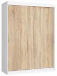 Šatní skříň s posuvnými dveřmi 150 cm MONO bílá / dub sonoma