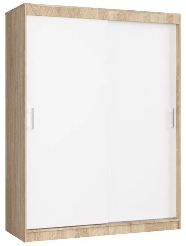 Šatní skříň s posuvnými dveřmi 150 cm MONO dub sonoma / bílá