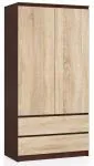 Šatní skříň s otočnými dveřmi 90 cm wenge / dub sonoma