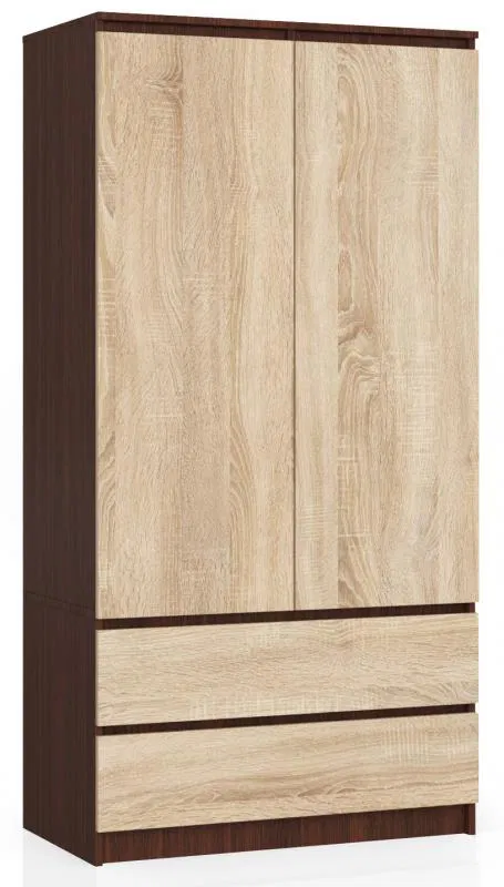 Šatní skříň s otočnými dveřmi 90 cm wenge / dub sonoma