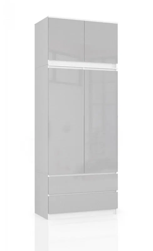 Šatní skříň s otočnými dveřmi s nástavcem 90cm metalová lesklá
