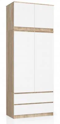 Šatní skříň s otočnými dveřmi a nástavcem 90cm sonoma / bílá