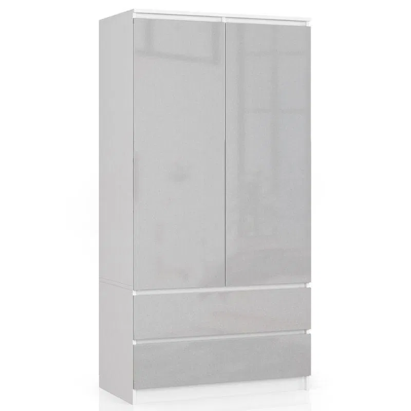 Šatní skříň s otočnými dveřmi 90cm metalická lesklá