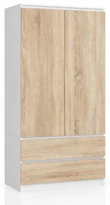 Šatní skříň s otočnými dveřmi 90cm bílá / sonoma