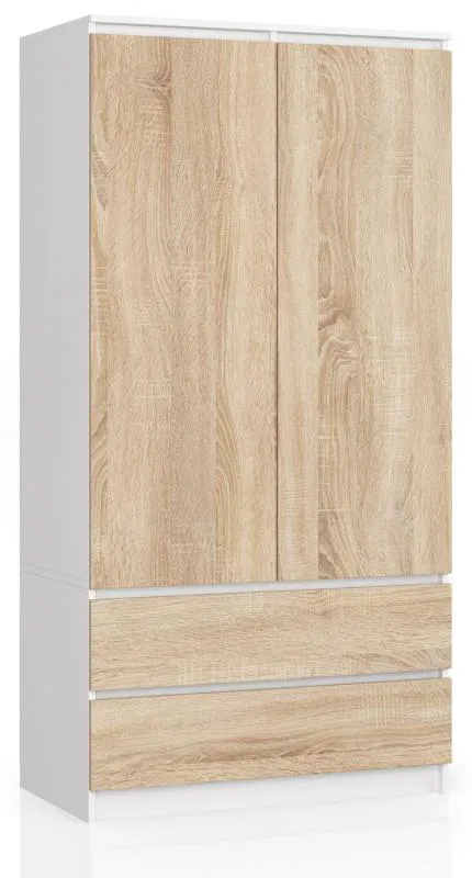 Šatní skříň s otočnými dveřmi 90cm bílá / sonoma