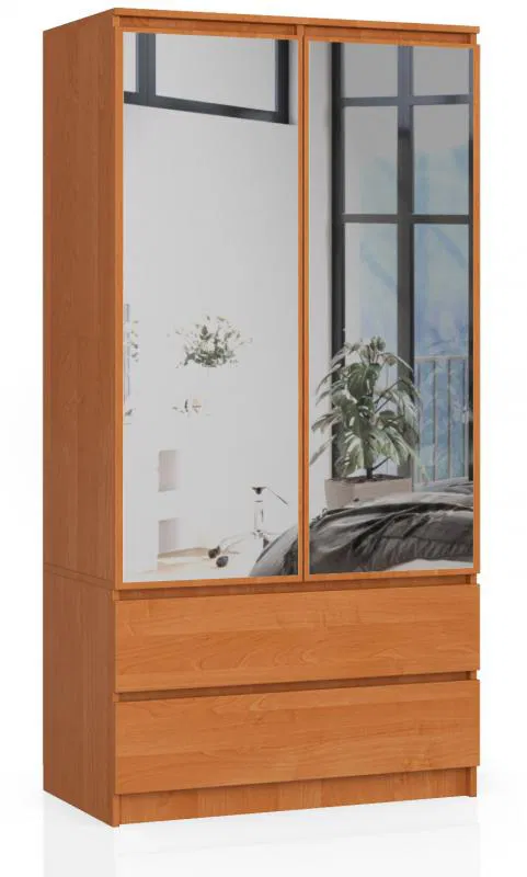 Šatní skříň s otočnými dveřmi a zrcadlem 90 cm olcha