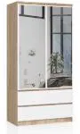 Šatní skříň s otočnými dveřmi a zrcadlem 90cm sonoma / bílá