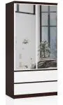 Šatní skříň s otočnými dveřmi a zrcadlem 90 cm wenge / bílá