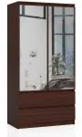 Šatní skříň s otočnými dveřmi a zrcadlem 90 cm wenge