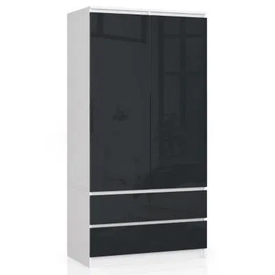 Šatní skříň s otočnými dveřmi 90cm šedá lesklá