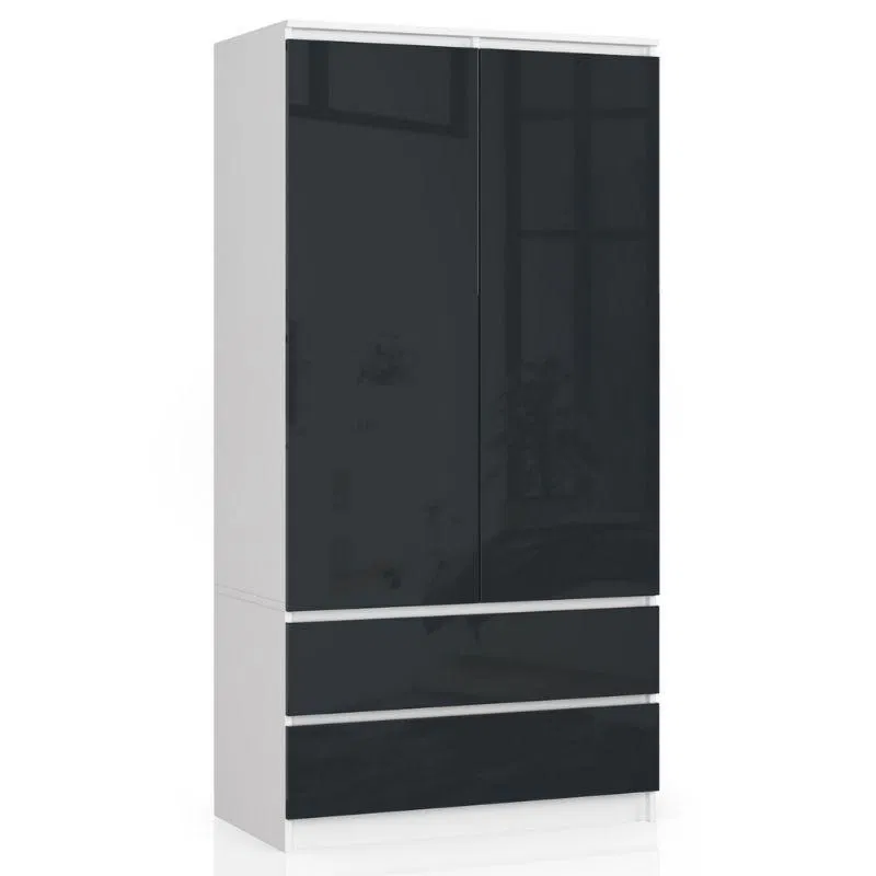 Šatní skříň s otočnými dveřmi 90cm šedá lesklá