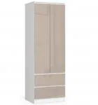 Šatní skříň s otočnými dveřmi 60cm STAR bílá / cappuccino lesklá