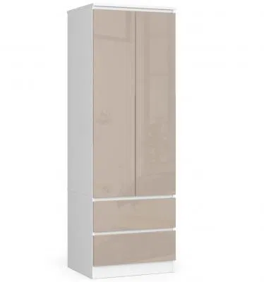 Šatní skříň s otočnými dveřmi 60cm STAR bílá / cappuccino lesklá