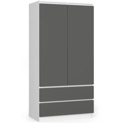 Šatní skříň s otočnými dveřmi 90cm bílá / šedá