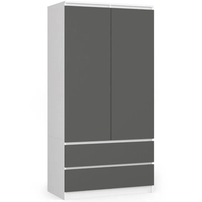 Šatní skříň s otočnými dveřmi 90cm bílá / šedá