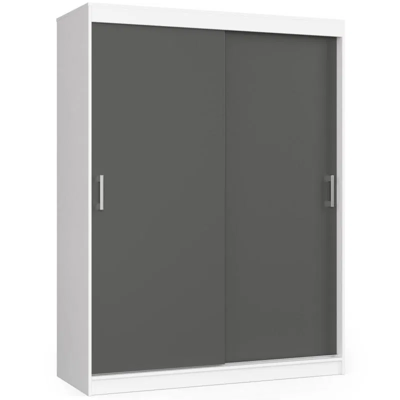 Šatní skříň s posuvnými dveřmi 150cm MONO bílá / šedá