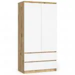Šatní skříň s otočnými dveřmi 90cm dub artisan / bílá