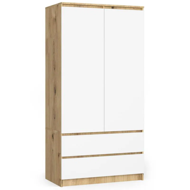 Šatní skříň s otočnými dveřmi 90cm dub artisan / bílá
