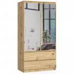 Šatní skříň s otočnými dveřmi a zrcadlem 90cm dub artisan