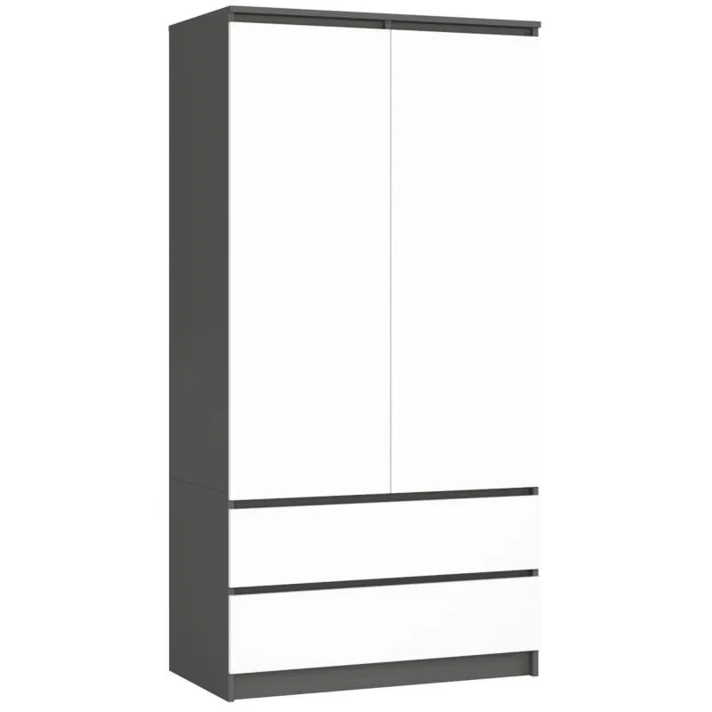 Šatní skříň s otočnými dveřmi 90cm šedá / bílá