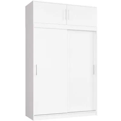 Šatní skříň s posuvnými dveřmi a nástavcem 150cm MONO bílá