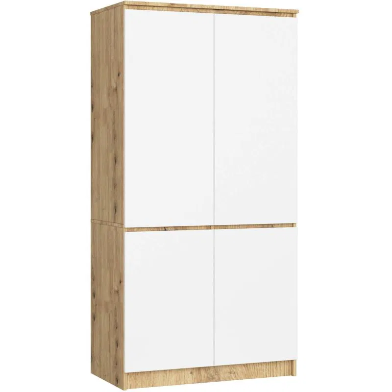 Šatní skříň s otočnými dveřmi 90cm 4D dub artisan / bílá