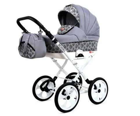 Kočárek 2v1 BabyLux  ROSSO SILVER LEAF
