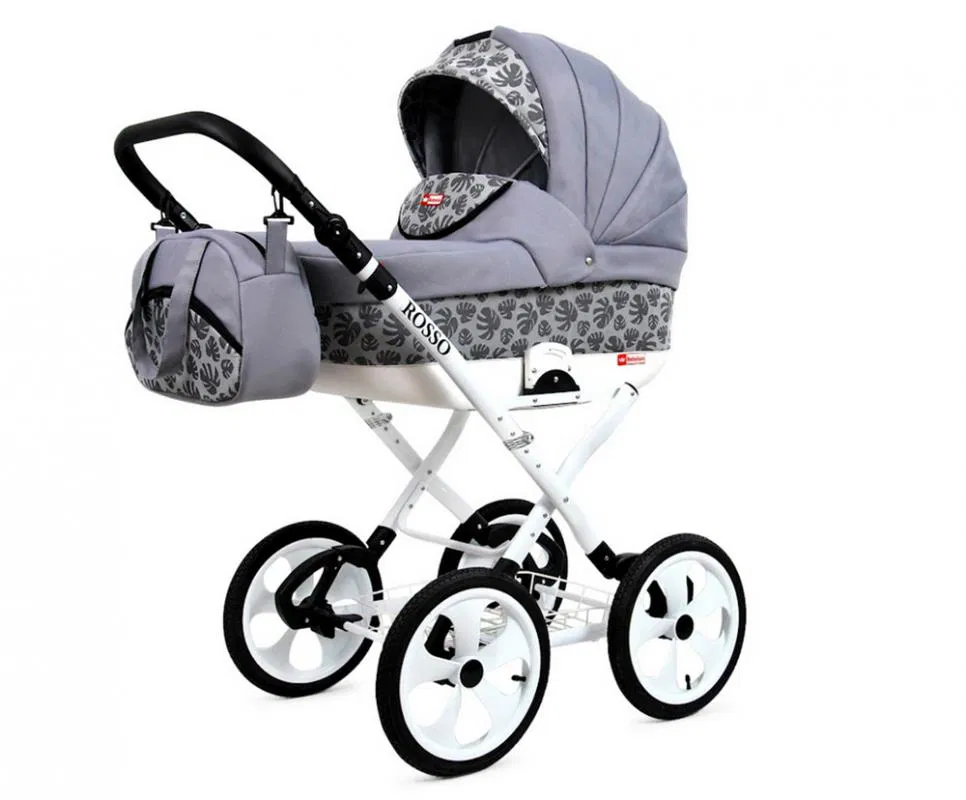 Kočárek 2v1 BabyLux ROSSO SILVER LEAF