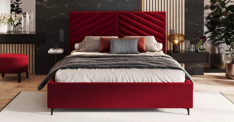 Čalouněná postel ELEGANTE 120x200 Vínová Paris s úložným prostorem kovový rošt