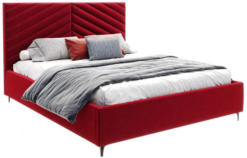 Čalouněná postel ELEGANTE 120x200 Vínová Paris s úložným prostorem kovový rošt
